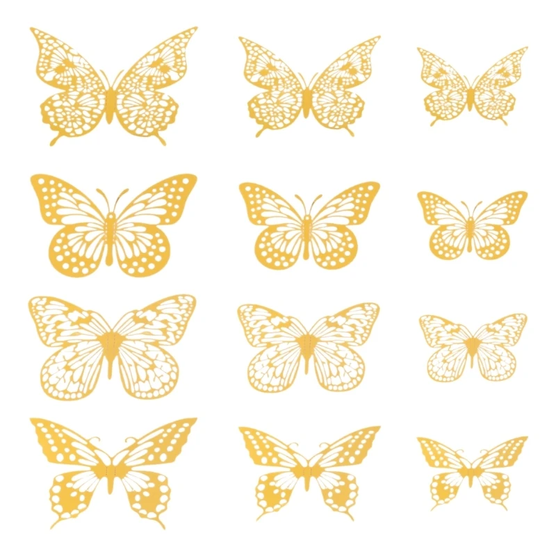 12pcs Fashion 3D Hollow Butterfly Wall Sticker for Window Glass Stickers Wall Art Home Party Decorations Drop Shipping