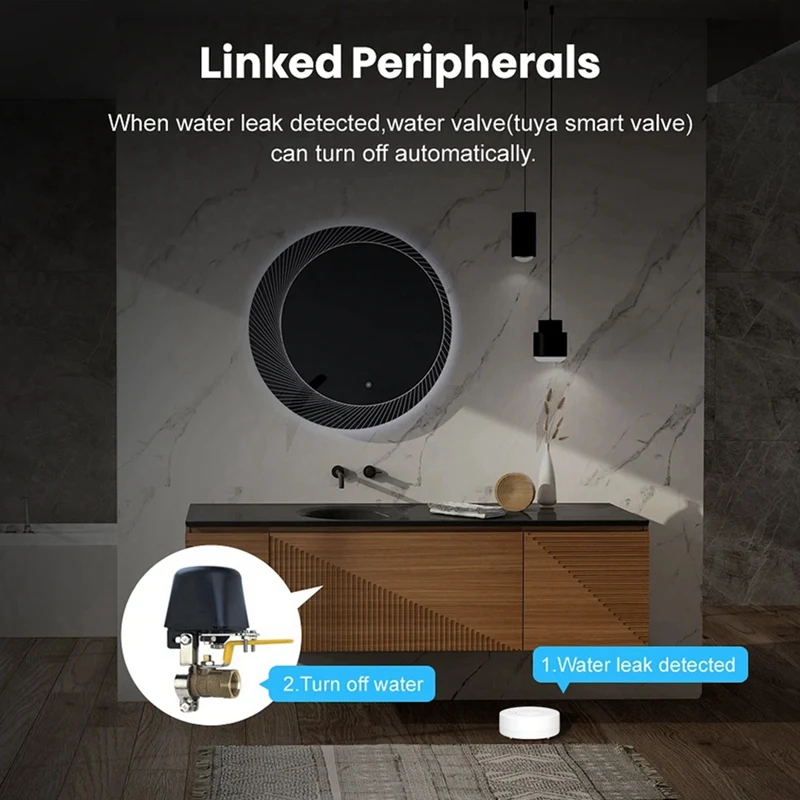 Tuya Wifi Sensor de fugas de agua Detector de fugas de inundación con alarma de sonido 80Db IP55 Sensor de agua impermeable Monitor remoto