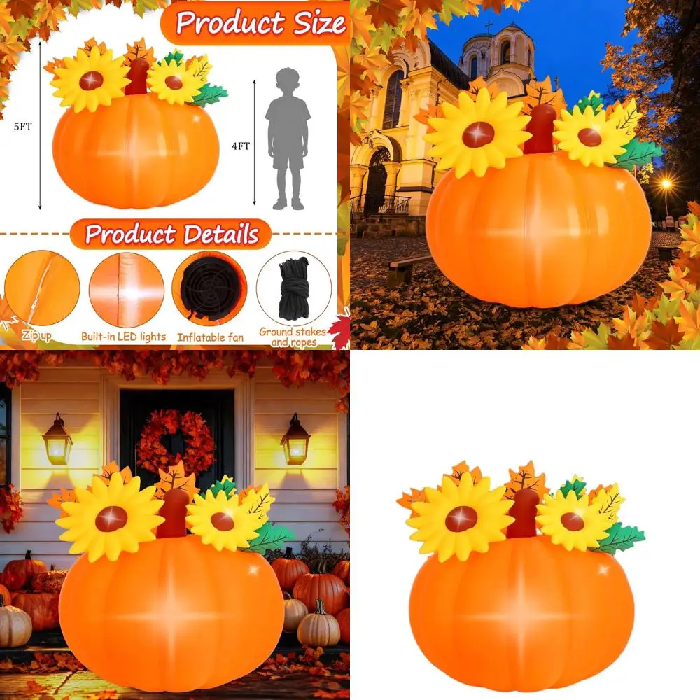 

Illuminated Stacked Pumpkin Inflatable for Thanksgiving Harvest Outdoor Autumn Decor