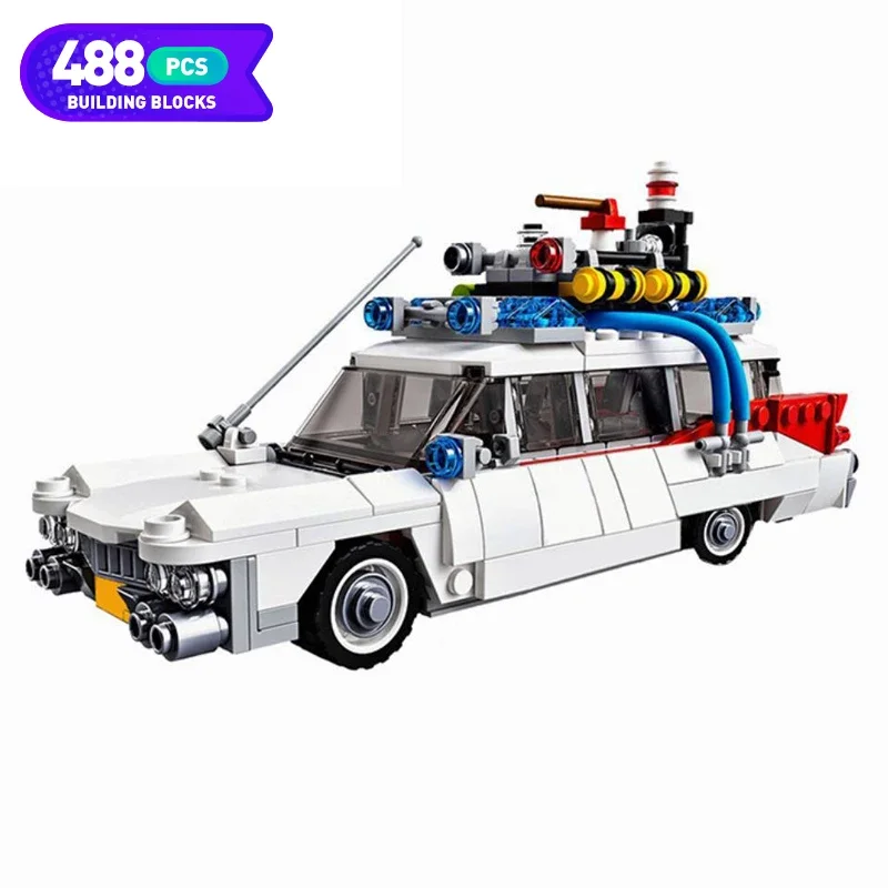 Technical Cars City Ghostbusters Ecto-1 Model Building Blocks Creators MOC Movie Vehicle Bricks DIY Education Toys For Children