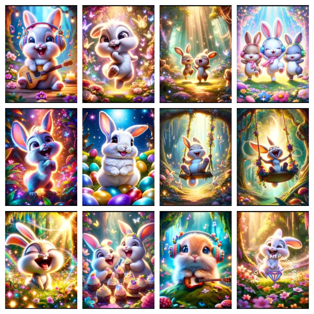 

Animal Rabbit AB Diamond Painting Kit Square Round Diamond 5D DIY Mosaic Handmade Art Adult Exquisite Gift Crafts Home Decor