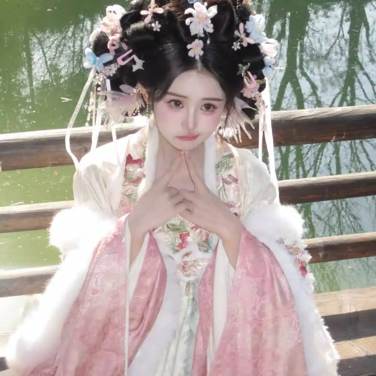 

[Tea Horse Dream] Gradient Long Sleeve Shirt Strap Dress Shawl Hanfu Adult Women's Autumn Winter Full Set