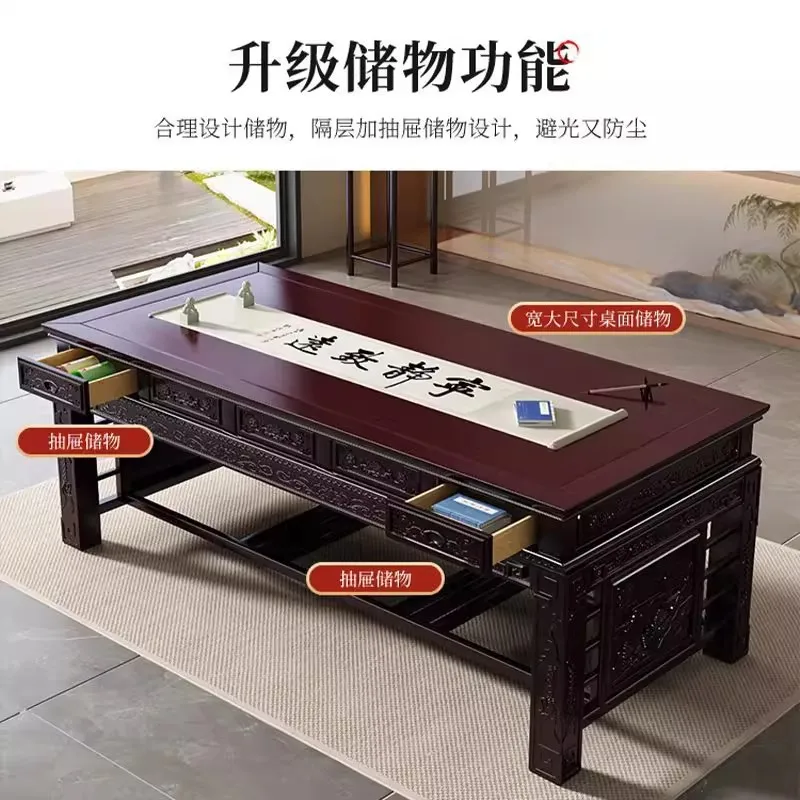 Solid wood desk, Chinese desk and chair combination, imitation classical home boss table, tea table, study room, calligraphy, tr