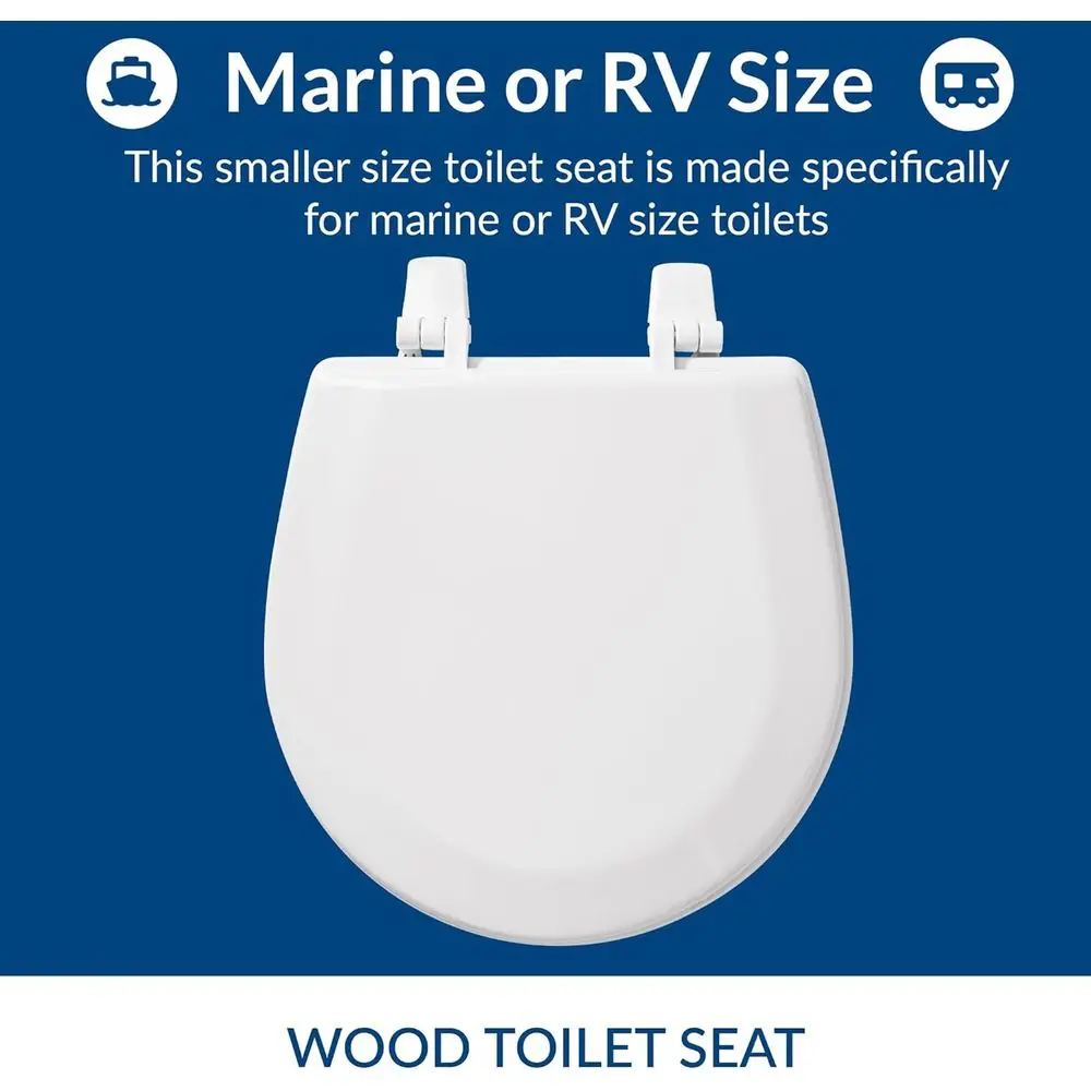 TC50TTA MARINE Toilet Seat, Small Toilet Seat Made for Boats and RVs, Durable Wood, White (Pack of 2)
