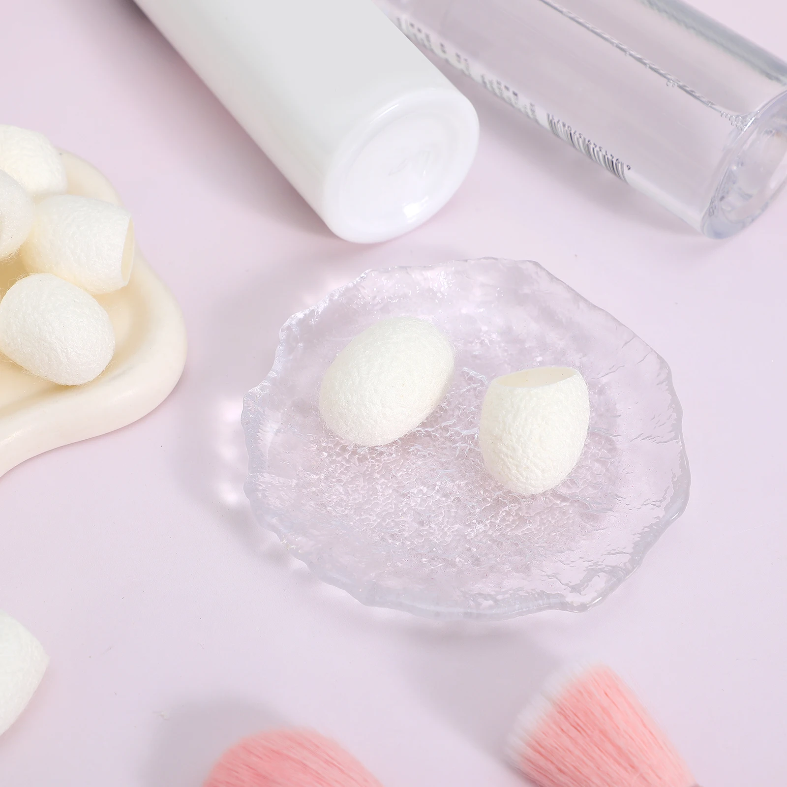 

30 Pcs Silk Silkworm Facial Cleansing Ball Blackhead Removal Handheld Face Brush Skincare Exfoliator