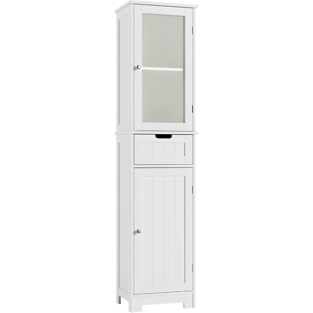 

HORSTORS Bathroom Cabinet, Storage Cabinet with 2 Doors & 1 Drawer, Floor Freestanding Cabinet with Adjustable Shelves