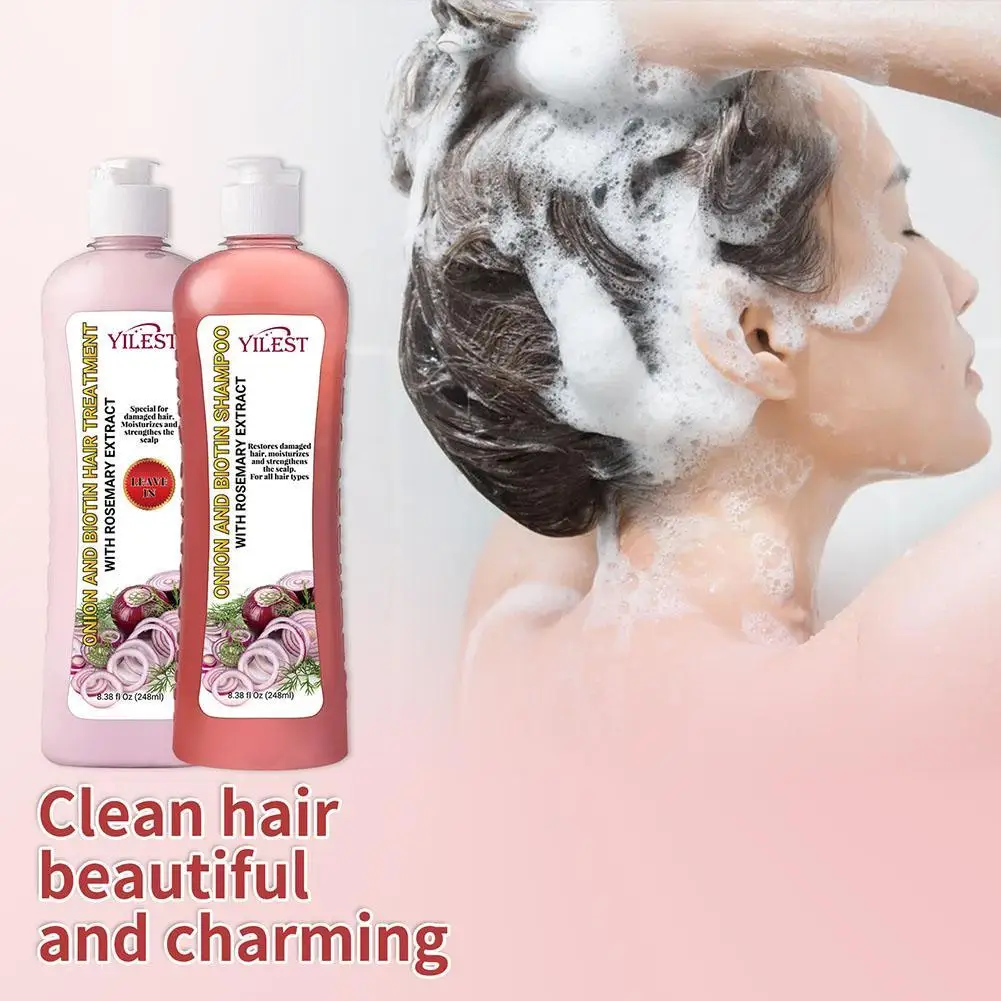 2 Bottles/Set Onion Biotin And Rosemary Shampoo+Conditioner Hair Treatment Anti Hair Loss For All Hair Types Hair Care