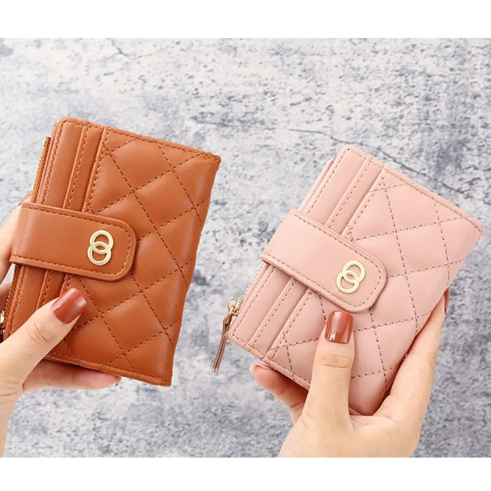 PU Leather Women Wallet Classical Money Bag Solid Color Mini Coin Purse Zipper Small Bifold Wallet