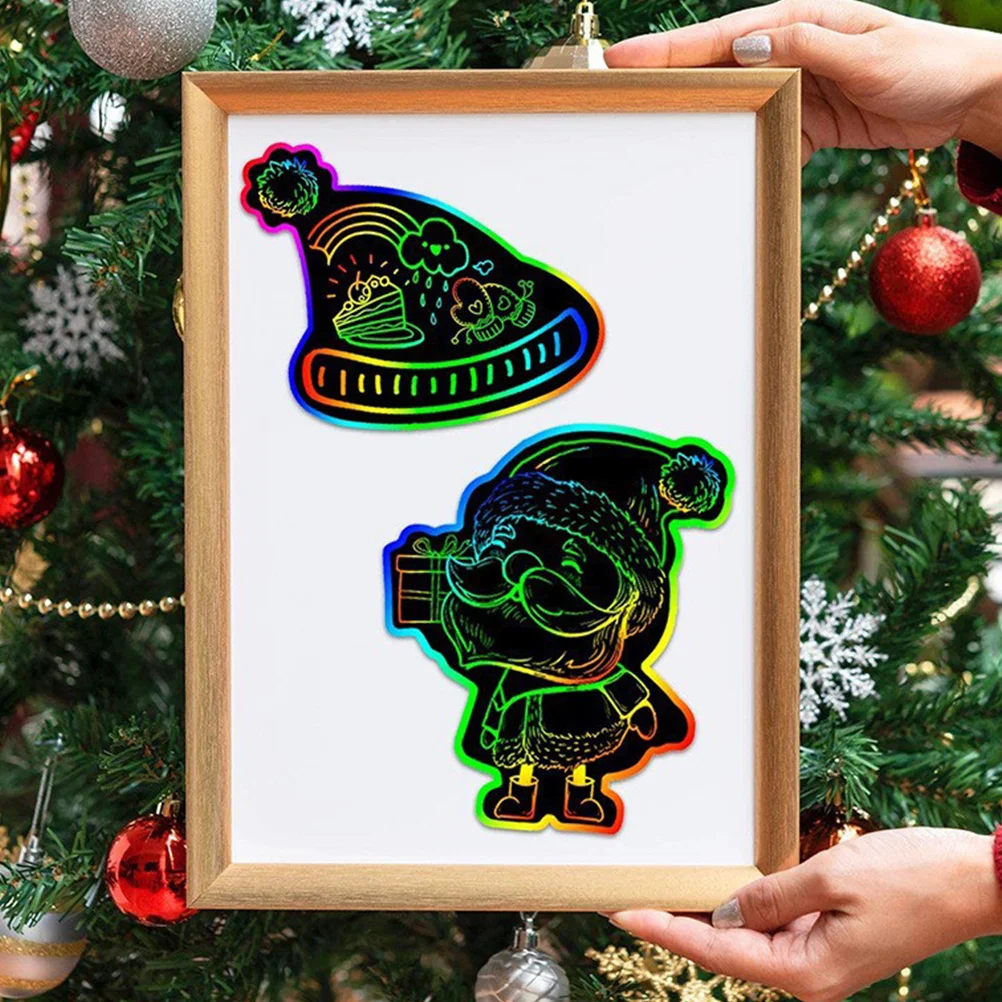 

1Set Christmas Scratch Paper Set DIY Craft Kit for Children Holiday Party Supplies Festive Decoration Scraping Art Cards Kids