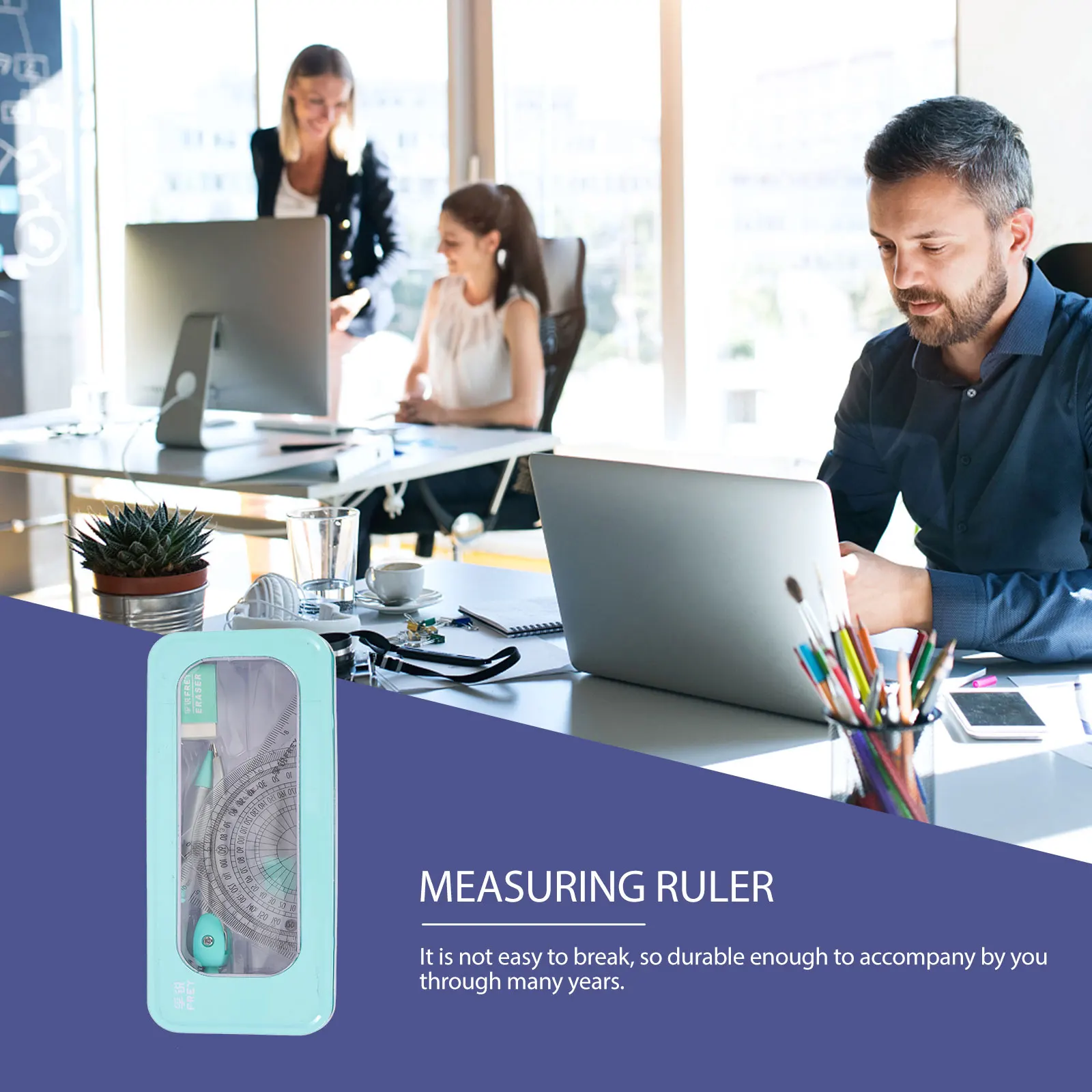 1 set 1 Set Drawing Compass Toolkit Geometry Set Measuring Tools Ruler Protractor School Supply Engineering Drafting Kit Student