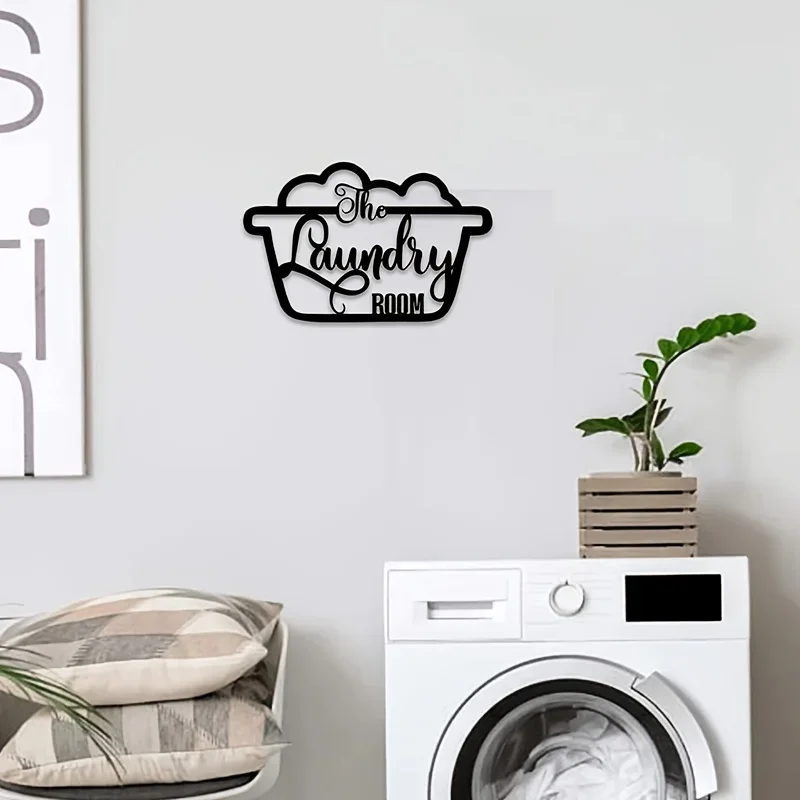HelloYoung Rustic Cute Laundry Room Decor Sign - Vintage Metal Wall Art for Hanging Decoration and Accessories