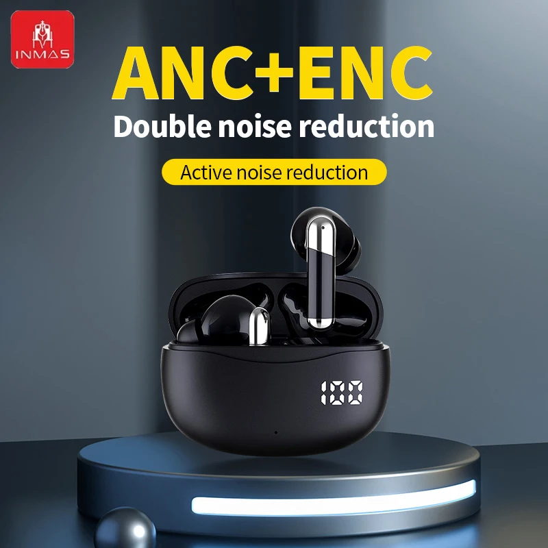 

Wireless ANC+ENC E3B Earbuds INMAS Bluetooth5.3 LED Digital Display Headphones In Ear Earphone Active Noise Cancelling Headset