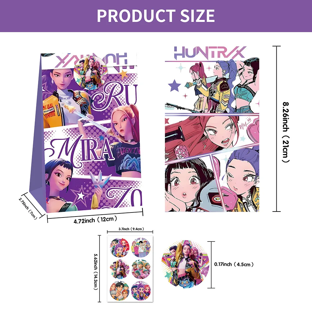 Kpop Demon-Hunting Girl Party Decoration Items, Anime DIY Stickers, Candy Bags, Handbags, Party Supplies for Halloween Birthday