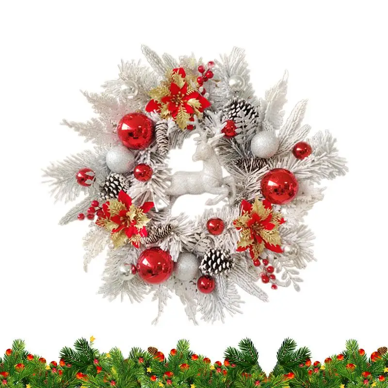 

Artificial Christmas Wreath Christmas Elk Winter Wreaths Front Door Decor Holiday Garland Door Wreaths Christmas Decorations