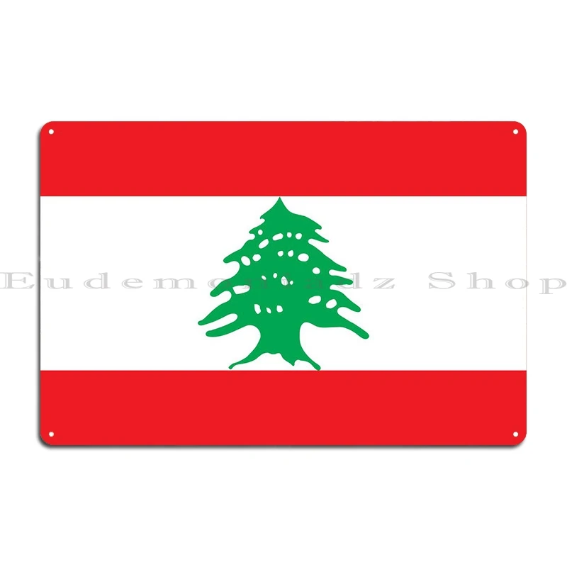 Lebanon Flag Metal Plaque Poster Retro Club Cinema Printed Club Tin Sign Poster