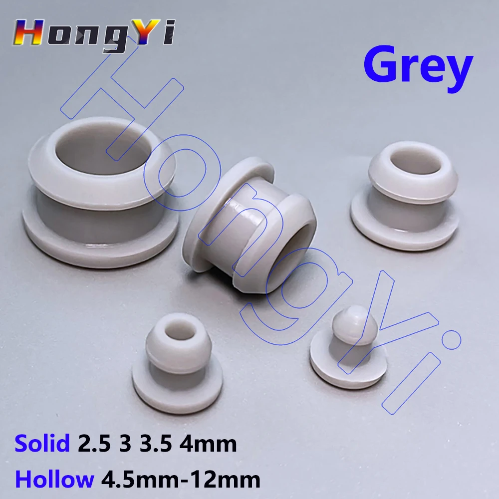 5/10/20Pcs Grey Silicone Rubber Snap-on Hole Plug Blanking End Caps Seal Stopper,Solid 2.5 3 3.5 4mm,Hollow 4.5mm to 12mm