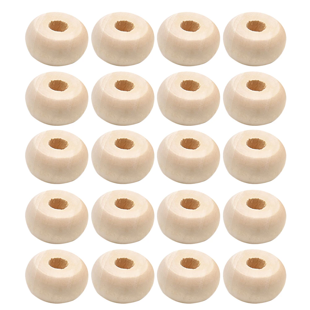 

30 Pcs Craft Log Color Round Beads Wood for Jewelry Making Khaki Crafts Bracelet