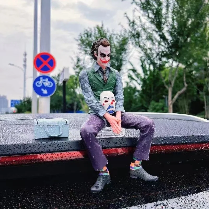 

Hot Joker Sitting Posture Figure Pvc Car Rear Roof Pendant Car Rear Exterior Ornaments Car Clown Ornamen Gifts Toys Custom