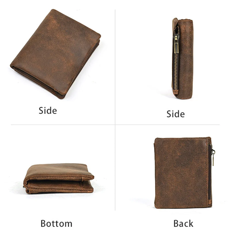 Зажим для денег из натуральной кожи, кошелек для монет, держатель для карт, винтажная сумка, мужской органайзер для билетов, мини-складные кошельки