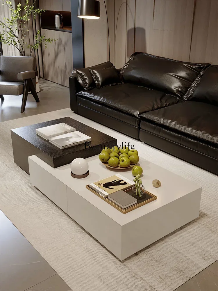 

Slate coffee table modern simple Italian light luxury minimalist rectangular combination marble