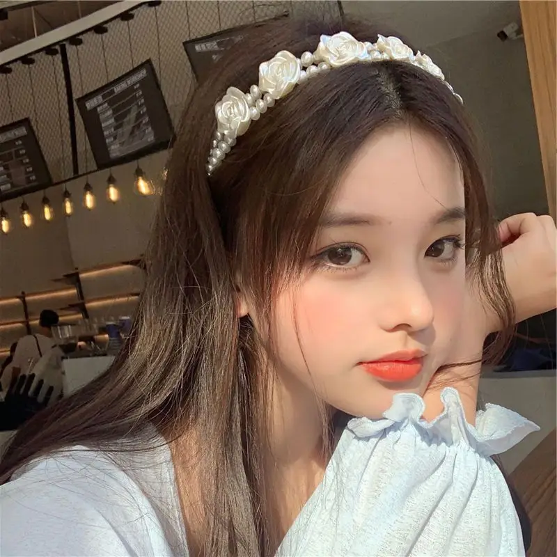 

Female Pearls Flower Hair Accessories 2025 New Headwear French Super Fairy Double Layer Hairband Spring Autumn Jewelry for Women