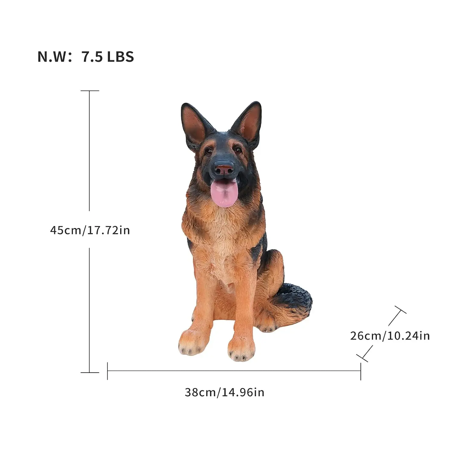 German Shepherd Dog Statue,Resin Garden Sculpture Outdoor
