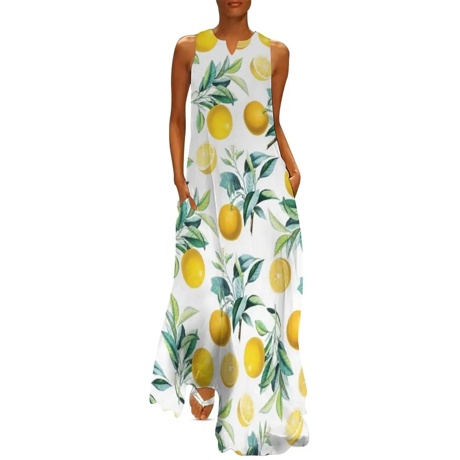 

Oranges pattern, Vintage illustration, Botanical illustration, Fruit, Orange, Pattern, Modern art, Wall art Long Dress