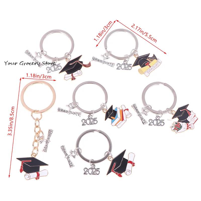2025 졸업 가운 모자 키 체인 반지 학생 유행 졸업 펜던트 키 체인 반지 2025 키 체인 반지 클래스