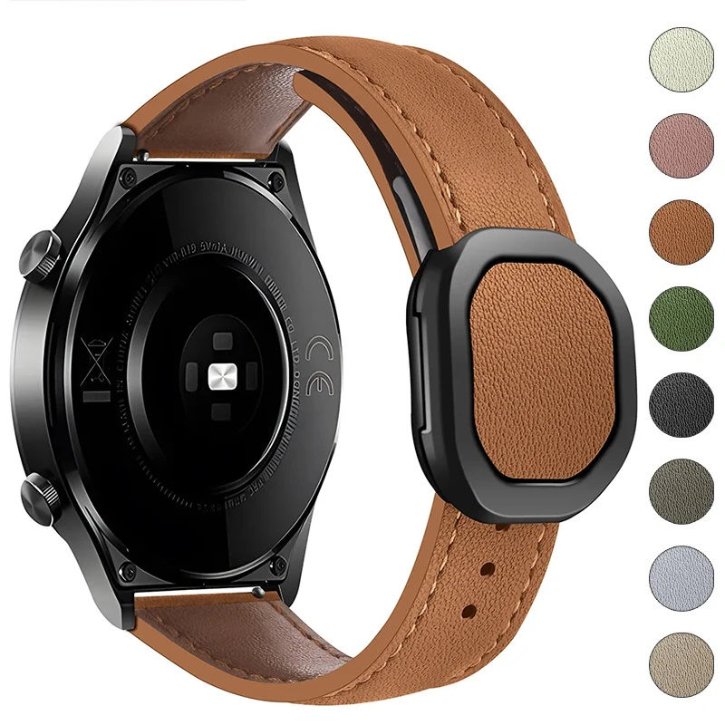 

22mm 20mm Leather Silicone Strap for Samsung Galaxy Watch 6/5/4 44mm 40mm Magnetic Band Bracelet Galaxy Watch 6Classic 43mm 47mm