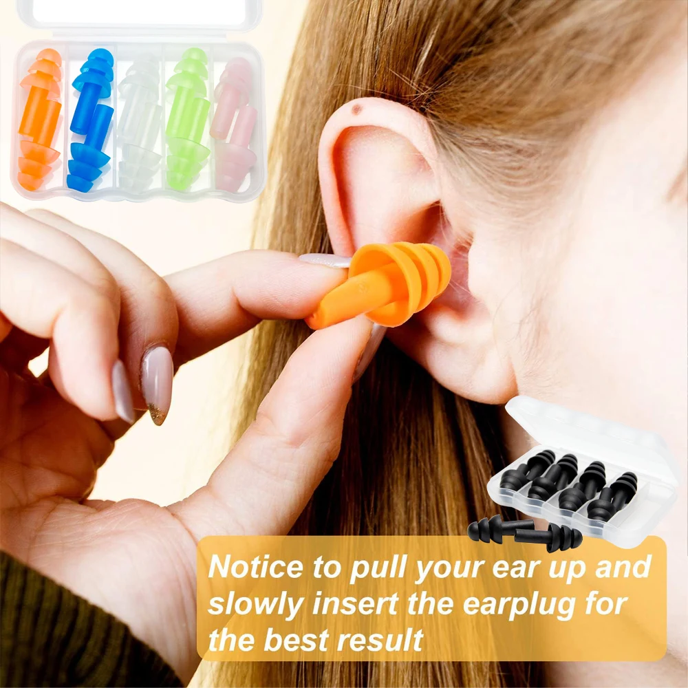 5Pair/Set Soft Silicone Earplugs Reusable Silent Noise Cancelling Ear Plugs Waterproof Earbuds for Sleeping Flying Swimming Work