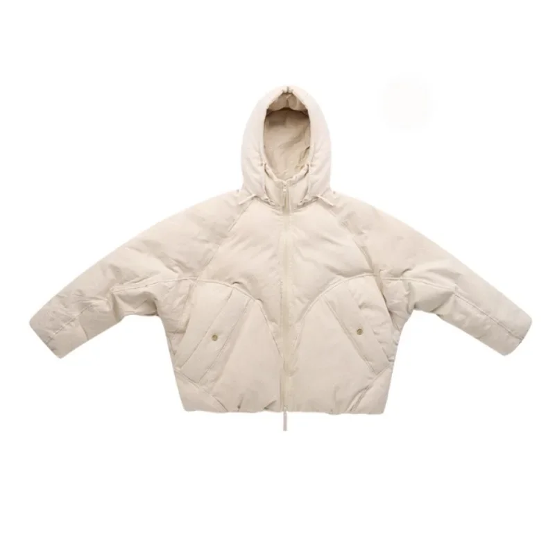 Winter neutral Japanese solid color minimalist profile tooling quilted jacket high quality thick winter hooded quilted jacket