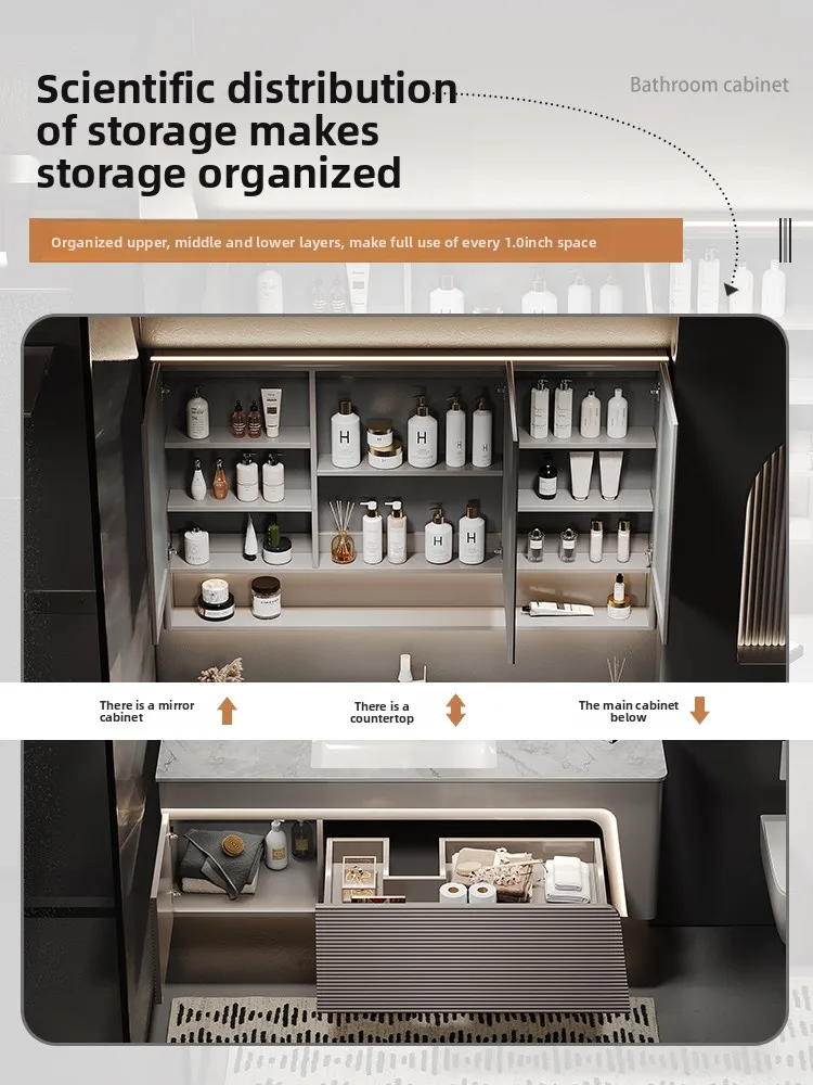 SGF rock slab ceramic seamless basin bathroom cabinet combination washstand cabinet