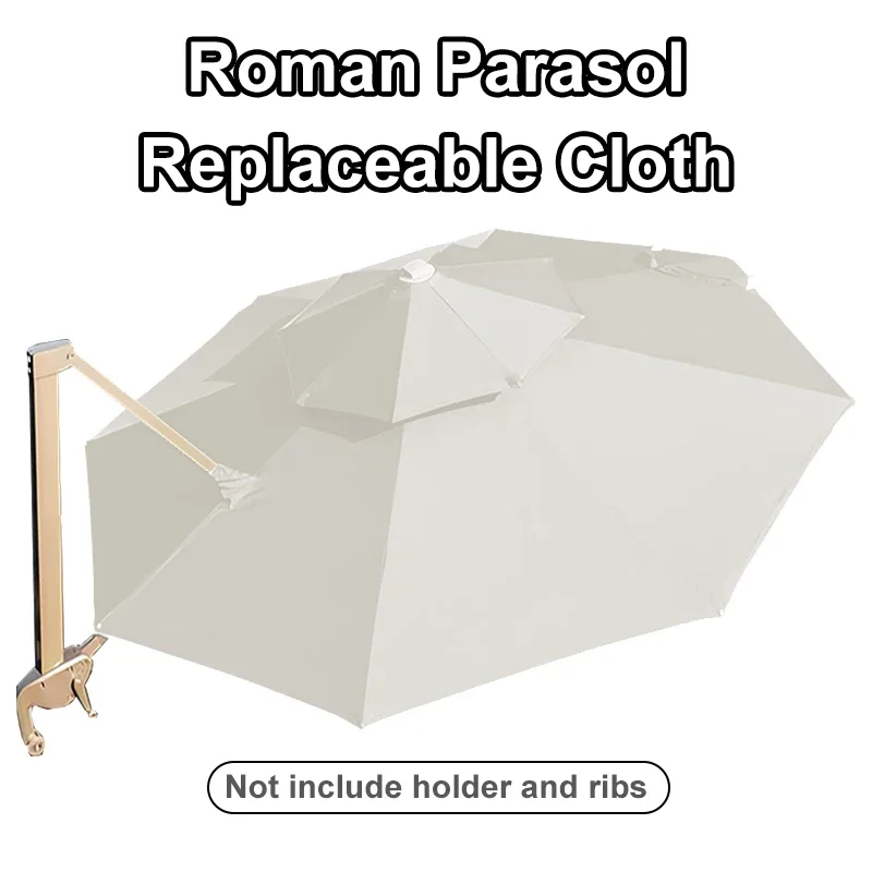Parasol Replaceable Cloth for 3M/3.5M Roman Parasol Summer Outdoor Waterproof Parasol Cover Patio Garden Umbrella Sunshade Cover