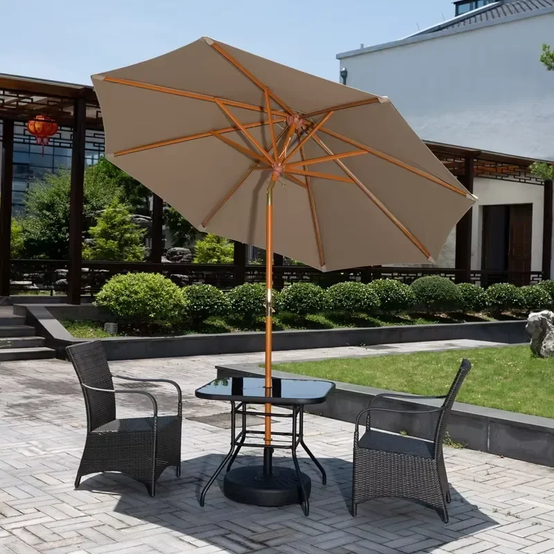 Outdoor Commercial Street Sunshade Umbrella Solid Wood Chinese Classical Style 8 Ribs Manual Opening Large Rain Protection