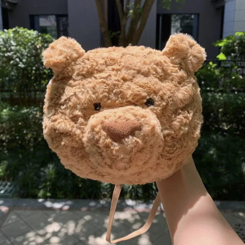 Curly Puppy Plush Bag Bear Head Tote Bag Y2K Toy Dog Crossbody Bag Simulation Back To School Birthday Gift Student Bag Dust Bag