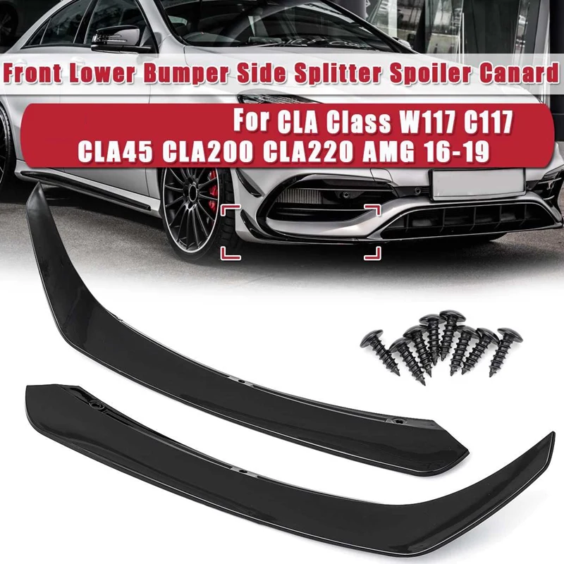 4X Car Front Lower Bumper Side Spaoiler For Mercedes-Benz CLA-Class W117 C117 CLA45 CLA200 CLA220