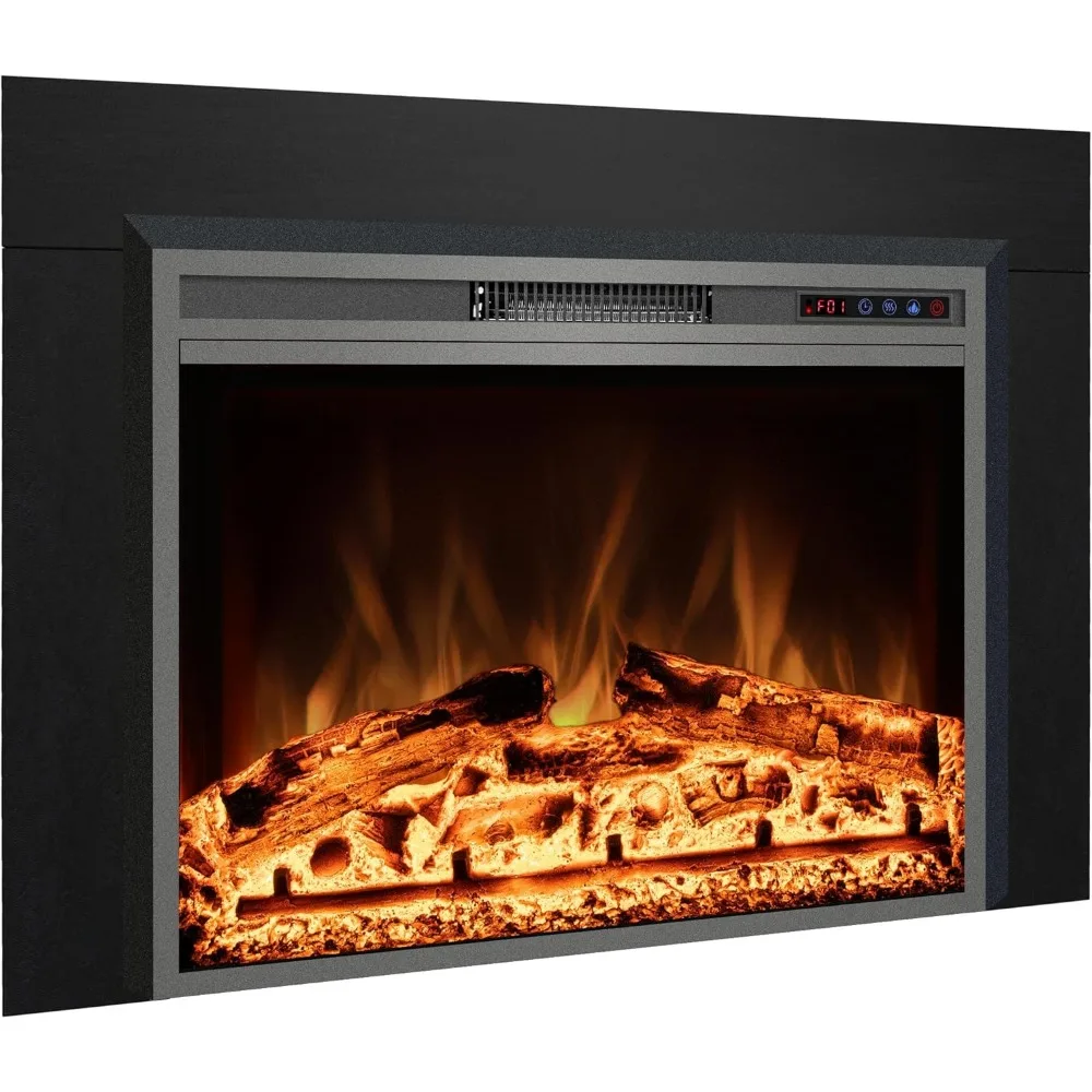 

Электрическая каминная вставка 40 Вт x 30 Вт с комплектом металлической отделки, каминный обогреватель с регулируемым пламенем, таймер на 1–9 часов, пульт дистанционного управления и касание
