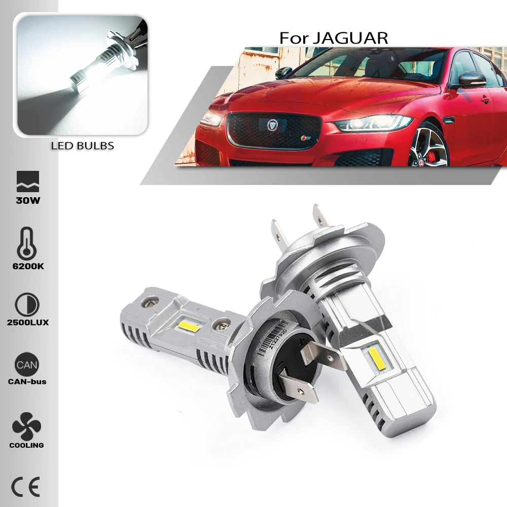 2PCS H7 Led Mini Bulbs For JAGUAR S-TYPE II XE X760 XF X250 XJ X308 Car Headlights Low /high Beam Canbus no adapters