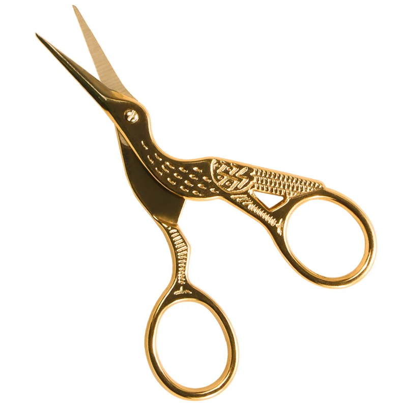 1Pcs Vintage Antique Cross Stitch Steel Craft Gold Sewing Scissors Handicraft DIY Retro Home Tool for Manicure Cutting Nail Stic