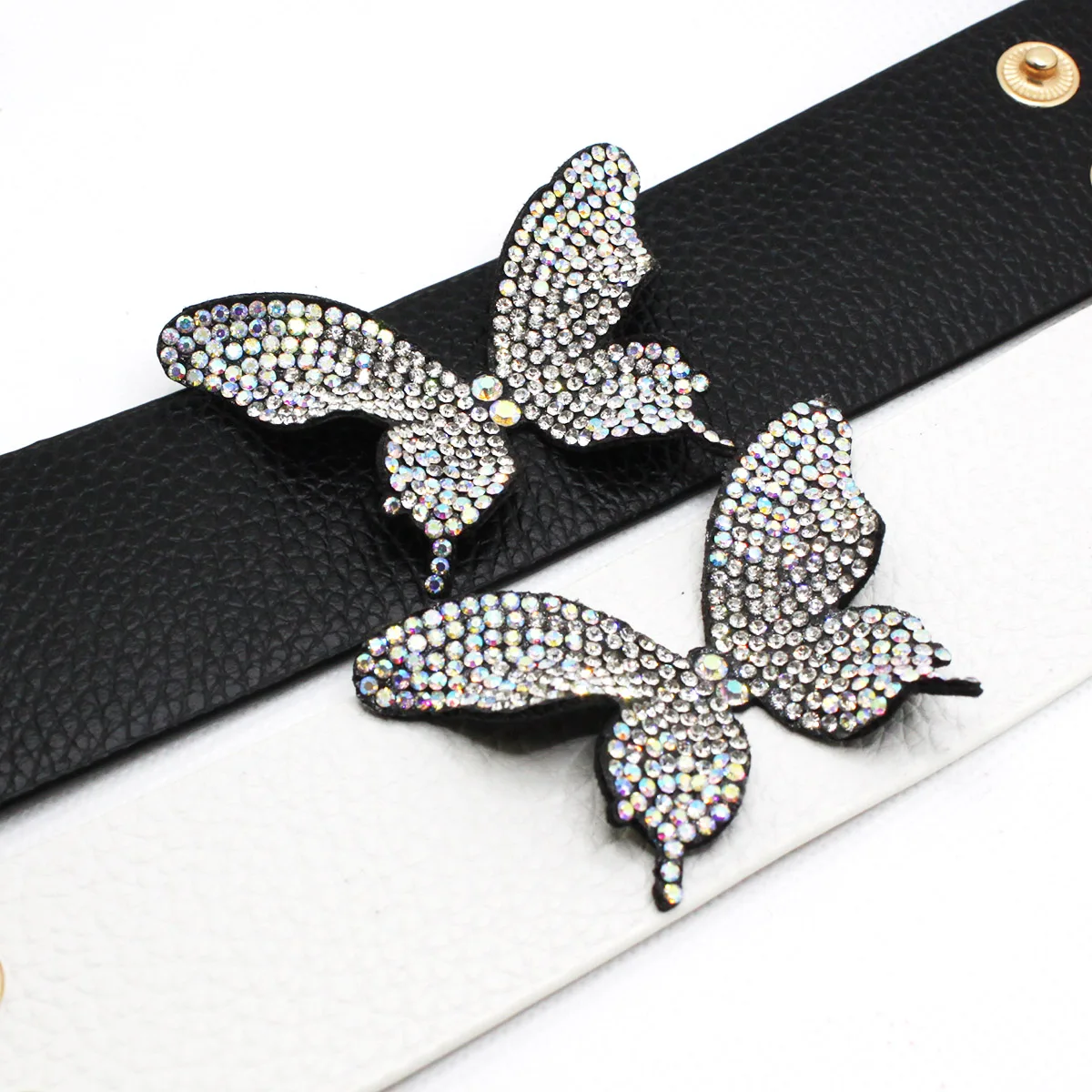 New fashion women PU leather bracelet High quality butterfly rhinestone wide version simple bracelet jewelry for sale