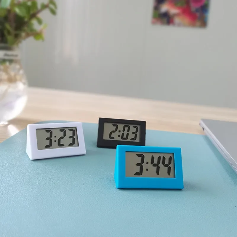 Home Mini Digital Clock Triangle Desktop Instrument Creative Digital LCD Electronic Clock Travel Court Desk Clock
