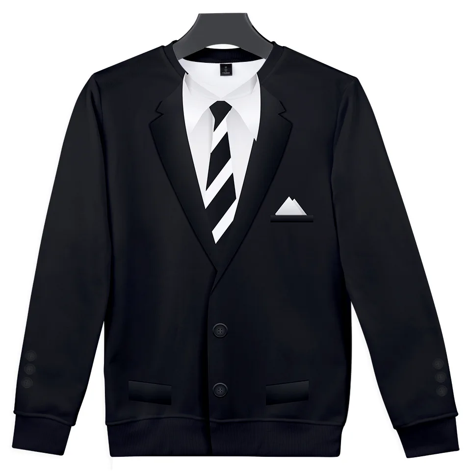 

New design funny fake Suit Tie hoodie men/women streetwear Brand Blazer Suit hoodies sweatshirt fashion tracksuit men clothes