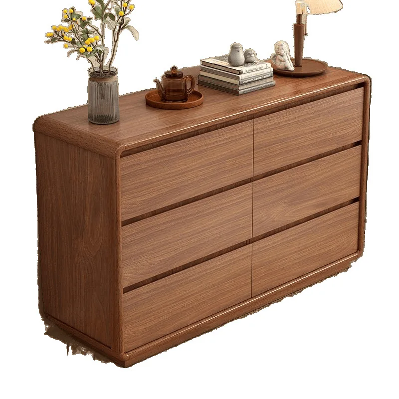 

New Chinese style, chest of drawers, solid wood frame, storage, bedroom, storage, multi layer.