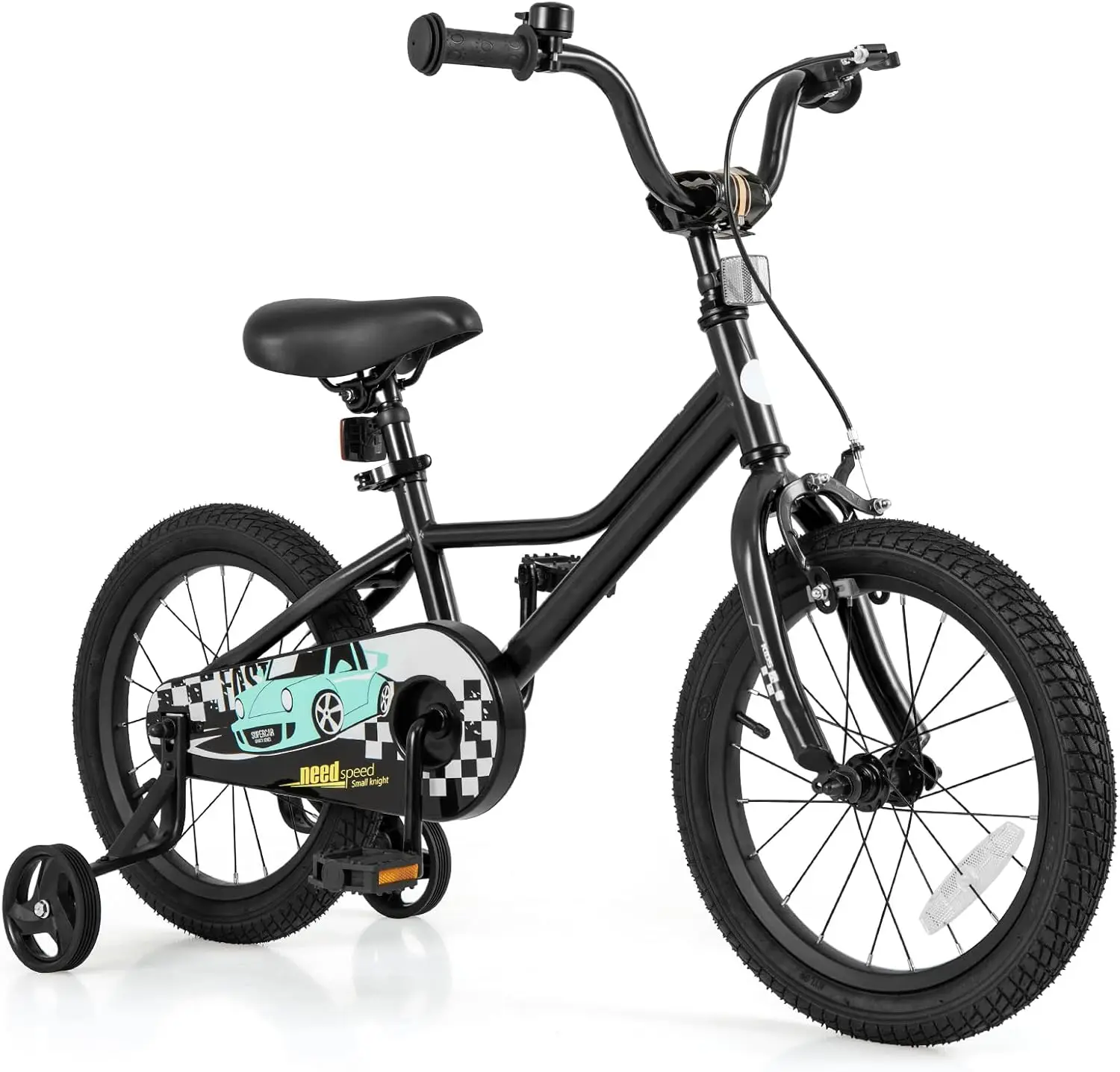 Rower dziecięcy, 12 14 16 18 cali, wzór samochodowy, sportowy rower z odpinanymi kółkami pomocniczymi, hamulce ręczne i nożne, regulowane siedzisko i H