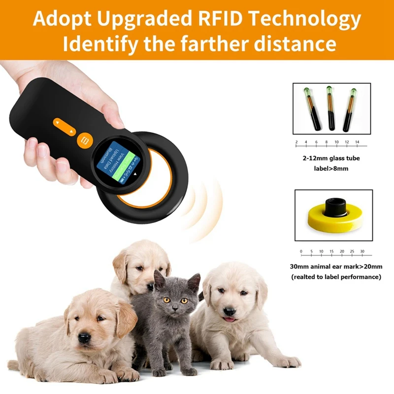 Bluetooth Pet Micro-Chip Reader,3-In-1(2.4Ghz Wireless+Bluetooth+USB) Animal Universal Microchip-Tag Reader Scanner