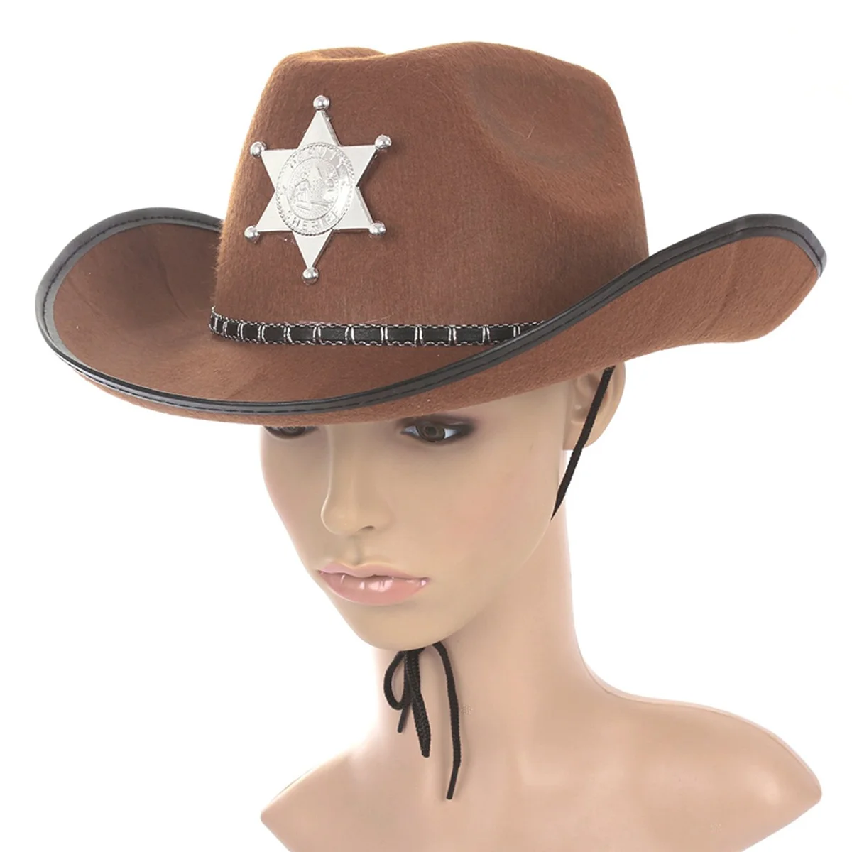 Western Wild West Sheriff Hat Fancy Dress Halloween Party Costume (Brown) Sheriff Party Hat Hat Brown