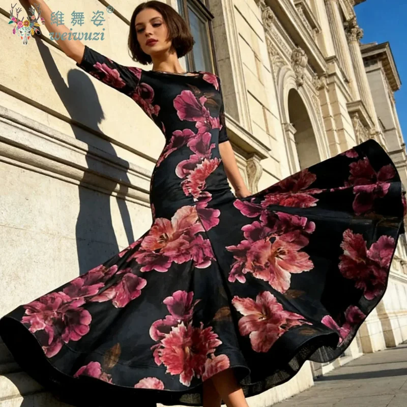 

Elegant Ballroom Dress Clothes Dance Competition Dresses Standard Tango Waltz Modern Stage Costume Women Swinging Fishbone Dress