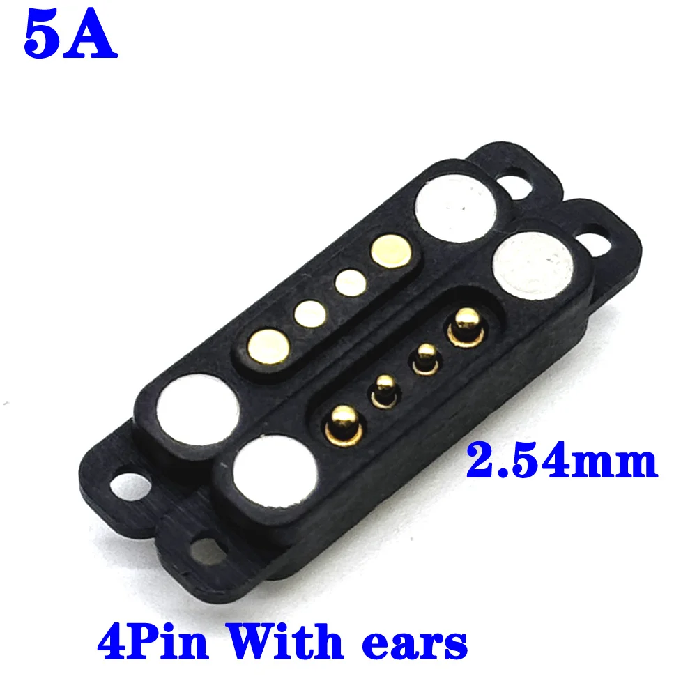 5A 4P wasserdichter DC magnetischer Pogo-Pin-Stecker 36V Pogopin männlich weiblich mit Ohren federbelastete DC-Steckdose