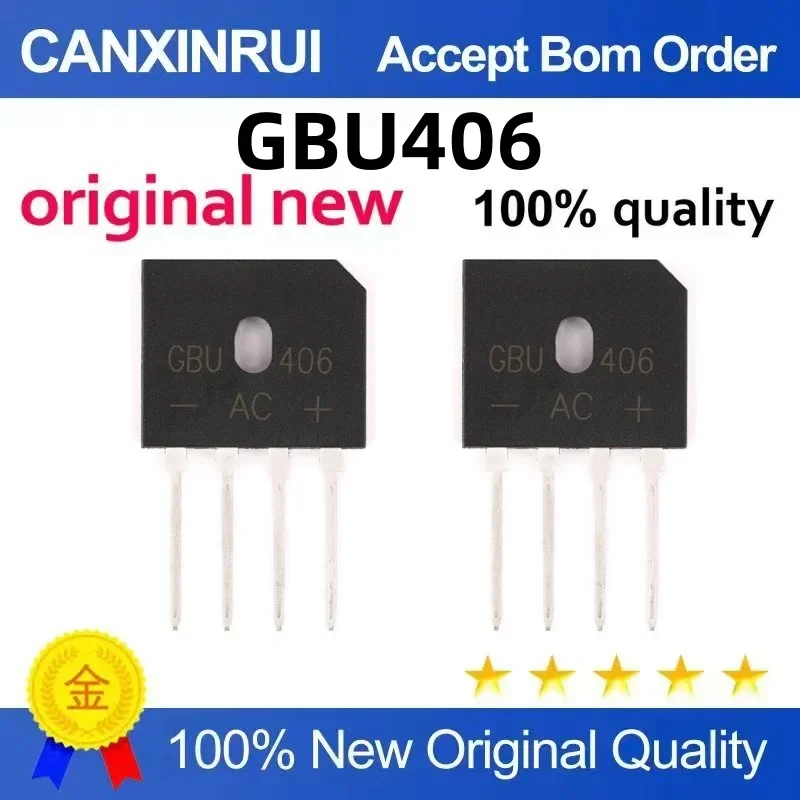 (5-100 pieces) Brand new original GBU406 rectifier bridge stack BP406 bridge stack 600V 4A rectifier bridge stack