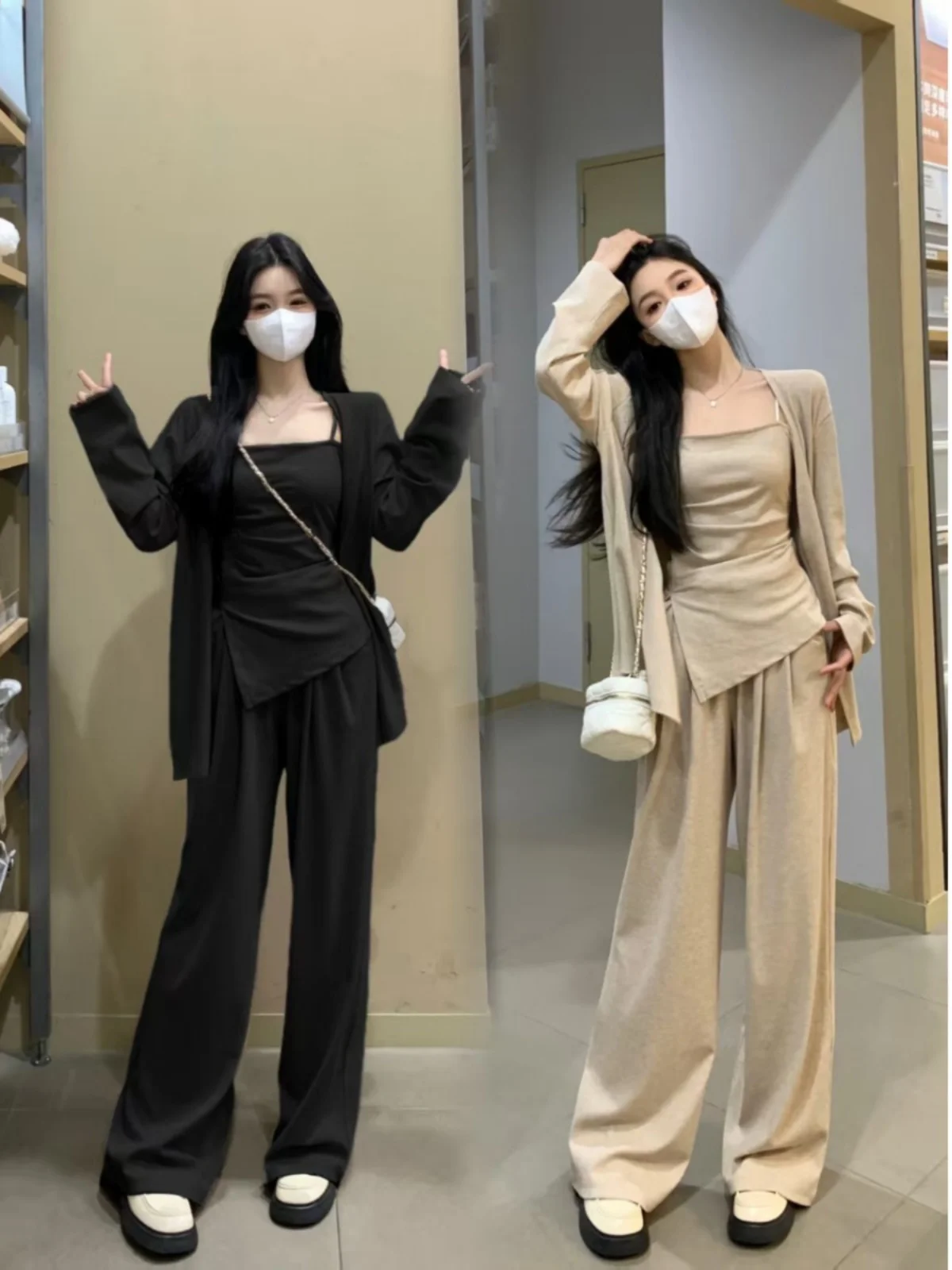 

plus Size Women's Casual Fashion Set High Waist Long Pants Slimming Effect Autumn Collection Three Piece Suit Elegant Style